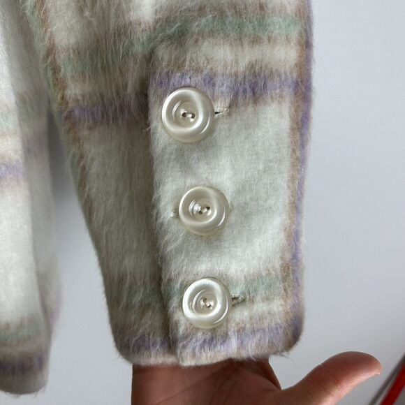 For Love And Lemons Plaid Pea Coat - Cream and Purple - Picture 7 of 12